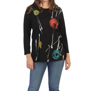 NEW JESS & JANE galaxy orbs cotton layered top in black